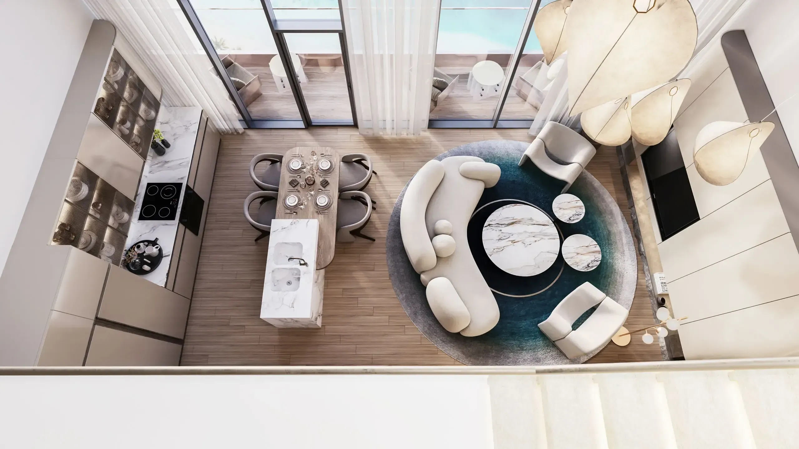 Quattro 2BR Duplex Living & Kitchen_V02.webp